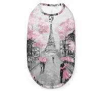 Oil Painting Paris Eiffel Tower Pets Shirt Vest Cute Dog Tank Top Soft Sleeveless T-Shirt for Puppy Kitty Cats 2XL