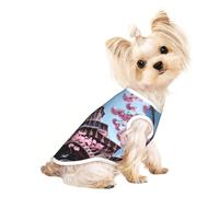 Oil Painting Paris Eiffel Tower Print Breathable Dog Cat Shirt, Sleeveless Vest, Soft Tank Top For Small Pets
