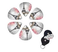 Oil Painting Paris Eiffel Tower Print Guitar Picks 6 Pack Guitar Plectrums with Pick Holders Bass Picks For Acoustic Guitar Bass Electric Ukulele Includes 0.46mm, 0.71mm, 0.96mm