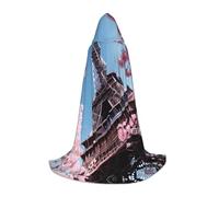 Oil Painting Paris Eiffel Tower Print Hooded Cape For Teenagers Unisex Cosplay And Themed Parties Halloween Costume