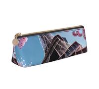 Oil Painting Paris Eiffel Tower Print Leather Pencil Case Zipper Pencil Multifunctional Stationery Bags