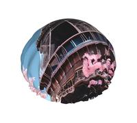 Oil Painting Paris Eiffel Tower Print Reusable Spa Salon Shower Cap For All Hair Lengths With Lining Elastic Band