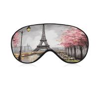 Oil Painting Paris Eiffel Tower Sleep Mask Soft and Comfortable Night Sleeping Mask Face-Hugging Padded Eye Cover with Adjustable Band for Deep Rest Travel Shift Work
