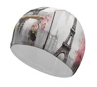 Oil Painting Paris Eiffel Tower Swim Cap Comfortable Swimming Caps Stretchable Durable Swimming Hat for Men and Women