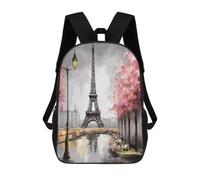 Oil Painting Paris Eiffel Tower Travel Backpack Laptop Backpack 17 Inch
