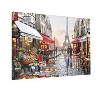 Oil Painting Paris Street Scene Eiffel Tower Canvas :>> 16x24 Inch,100% Cotton,With Strong Stretch And Clear Texture Canvas Frameless Decorative Painting.