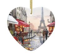 Oil Painting Paris Street Scene Eiffel Tower Print Christmas Tree And Holiday Decorations,Club Decorations