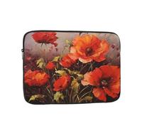 Oil Painting Red Flower Laptop Sleeve for Women Men, 13 Inch Waterproof Laptop Bag Lightweight Notebook Computer Cover Bag