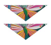 Oil Painting Sense Colorful Flowers Butterflies Dog Holiday Bandanas Snap Button Unisex Puppy Cat Pet Scarf Cute Pet Holiday Accessories Decor for Dogs Cats 2 Pack