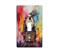 Oil Painting Steam Train Decorative Switch Cover 1 Gang Single Toggle, Steampunk Mechanical Wall Plate Cover, Standard Size, Railroad Electrical Faceplate for Bedroom Living Room Decor