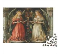 Oil Painting Style,Puzzles Two Goddesses in The Church Gemusterte Nachhaltige Puzzles Für Erwachsene Hochwertige Holzspielpuzzles 1000pcs (75x50cm)