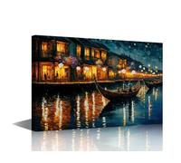 Oil Painting Style Wall Art Cityscape View Canvas Wall Art 1 Panels Hoi An, Vietnam Posters Pictures Print on Canvas for Living Room Bedroom Wall Decoration, Ready to Hang, 36" Wx24 H