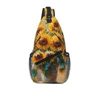 Oil Painting Sunflower Crossbody Sling Bag Crossbody Shoulder Chest Bag Shoulder Strap Waist Fanny Pack Men Women