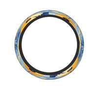 Oil Painting Sunflower Flower 15 Inch Print Elastic Steering Wheel Cover Universal, Anti-Slip Elastic Breathable Soft Rubber Car Steering Wheel Protective Cover.