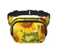 Oil Painting Sunflowers Double Layer Waist Bag Pack Watercolor Flower Bum Bag Fanny Pack for Men Women, Adjustable Belt Bag for Travel Hiking Running Cycling Festival
