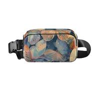Oil Painting Texture Dead Leaf Butterfly Fashionable Waist Pack Crossbody Bag for Women Men Waterproof Bum Bag Belt with Adjustable Strap for Travel Running Hiking