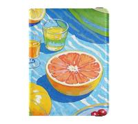 Oil Painting with Colorful Summer Fruits Leather travel wallet womens passport holder for travel Wallet Combo Passport Cover for women Waterproof, Oil painting with colorful summer fruits, One Size