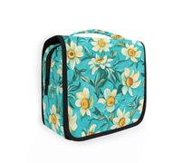 Oil Painting with White Daisies Makeup Travel case with Hanging Hook Foldable Shaving Bag for Men Trip