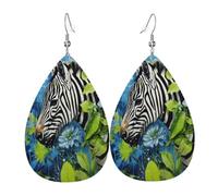Oil Painting Zebra Leaves Leather Earrings for Women