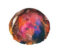 Oil Paintings of Elephants Shower Caps for Women Reusable Waterproof Soft Shower Hat Double Protection Layers