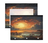 Oil Paintings Sunset Art 3 Ring Binder Clear Binders Pencil Pouches Bags Case(2 Pack)