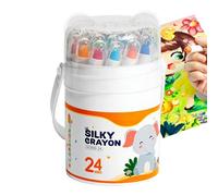 Oil Pastel Set, Water Soluble Blendable, 4 Inches Retractable Pastel Markers with Smooth Application, 24 Color Funny Oil Pastels with Bright Pigments, Art Supplies Easy Use