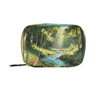 Oil Pianting Trees Lake Pill Bags with Detachable Compartments Attachable Pill Organizer Monthly for Purse