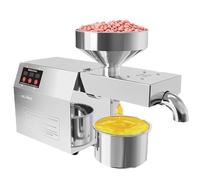 Oil Press Machine, Automatic Home Cold/Heat Oil Press Machine, Commercial Oil Presser, 3-6KG/H, Stainless Steel, Touch Screen Controller, Temperature Control, High Oil Output Rate, 3-6KG/H