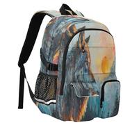 Oil Print Wolf Forest Travel Backpack 14 Inch Laptop Computer Bag Sturdy School Bag College Bookbag