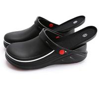 Oil Resistant Chef Shoes Clogs for Men's and Women, Non Slip Kitchen Shoes Garden Safety Work Shoes with Comfortable Sports Insole(Black,7.5 UK)