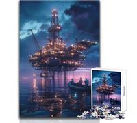 Oil Rig at Dusk 1000 Piece Puzzle For Adults Play And Learn Smart Activity Unique Heartfelt Celebration Gift Size 38x52cm