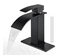 Oil Rubbed Bronze Bathroom Vessel Sink Faucet Large Rectangular Spout Deck Mount Mixer Tap Single Handle Waterfall Design for Elegant Vanity Upgrade