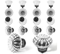 Oil Rubbed Bronze Crystal Cabinet Knobs 16 Pack Flower Crystals Cabinet Knobs Cabinets Knob Clear Small Pull for Closet Dresser Drawers Cupboard Wardrobe Vintage Retro Pulls Glass Old Fashioned Handle