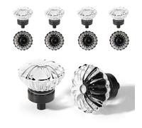 Oil Rubbed Bronze Crystal Cabinet Knobs 8 Pack Flower Crystals Cabinet Knobs Cabinets Knob Clear Small Pull for Closet Dresser Drawers Cupboard Wardrobe Vintage Retro Pulls Glass Old Fashioned Handle
