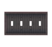 Oil Rubbed Bronze Quad Toggle Light Switch Cover Plate Sunken Pearls Decorative Switch Plates Covers Durable Solid Zinc Alloy 4 Gang Wall Plates