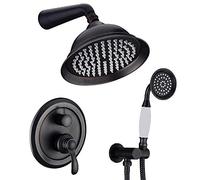 Oil Rubbed Bronze Rain Mixer Combo Wall Mounted Bathroom Faucet Set with Head, Handheld Shower, Embedded Box