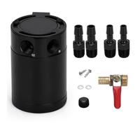Oil Separator Segregator Universal Oil 2-Port Aluminum Reservoir Oil Catch Tank Fuel Tank Parts Two Hole Breathable Kettle TK91 PCV Valve Oil Separator(TYPE1 Drain Valve)