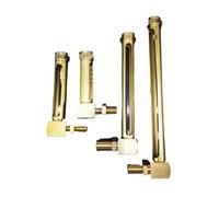 Oil Sight Glass Window 1/4" 3/8" 1/2" BSP Male Thread L-Shape Brass Oil Liquid Level Indicator Sight Glass Gauge(Yellow One Window,150MM_3/8")