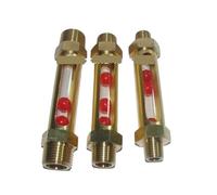 Oil Sight Glass Window Double NPT 1/2" Male Thread Brass Tubular Liquid Level Indicator Sight Glass Gauge with Red Float Ball(80MM or 3 inch)