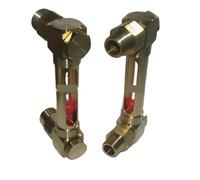 Oil Sight Glass Window Double NPT1/2 Elbow Brass Oil Liquid Level Indicator Gauge Sight Glass Winodw with Red Float Ball(100MM)