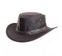 Oil Skin Wax Cotton Fedora With Braided Leather Trim (Medium 58cm)
