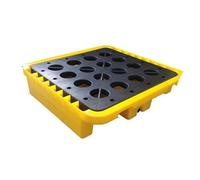 Oil Spill Containment Pallet, Heavy Duty Stackable Platform with Detachable Grates for Superior Leak Prevention and Storage Solutions