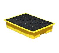 Oil Spill Containment Tray, Plastic Leakproof Spill Pallet with Flat Top Grating for Stack Oil Drums, Durable Polyethylene Spill Platform