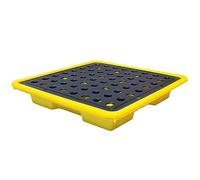 Oil Spill Containment Tray, Stackable Spill-Proof Pallet, Heavy-Duty Polyethylene Platform with Flat Grating for Industrial Hazard Prevent