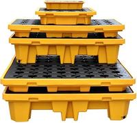Oil Spill Platform,Leak-Proof Spill Control Modular Platform - Heavy-Duty Plastic Drum Container with Drain, 127x67x17cm, Ideal for Safe Liquid Storage and Containment