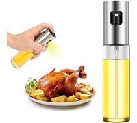 Oil Spray Bottle for Cooking with Stainless Steel Cap| 100ml Olive Oil Spray Bottle for Kitchen with Portion Control, Reusable Transparent Bottle Glass for BBQ, Salad, Baking