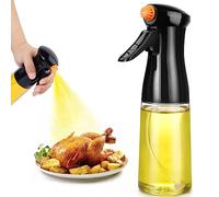 Oil Sprayer for Cooking, Upgraded Olive Oil Sprayer Bottle, Air Fryer Accessories, Oil Mister 7oz/200ml Oil Vinegar Spritzer, Kitchen Gadgets for Salad, BBQ, Roasting (Black)