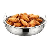 Oil Strainer Basket - Steel Grease Filtering Colander, Mesh Drain Tray | Heat-Safe Handle Frying Oil Drainer for Kitchen Grill Fried Foods Vegetables Desserts Air Fryer Accessories