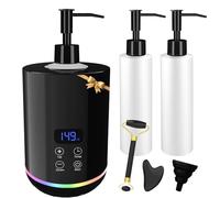 Oil Warmer for Massage, iklestar Ambient Light Massage Oil Heater with Two Dispenser Bottles, Professional Body Lotion Heated Machine with Gua Sha and Facial Roller, Black