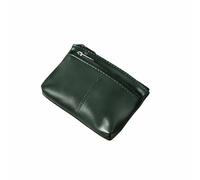 Oil-Wax Leather Front and Back Zipper Coin Purse, Portable Change and Credit Card Storage Bag, Unisex, wear-Resistant and Durable, Soft to The Touch (Green)